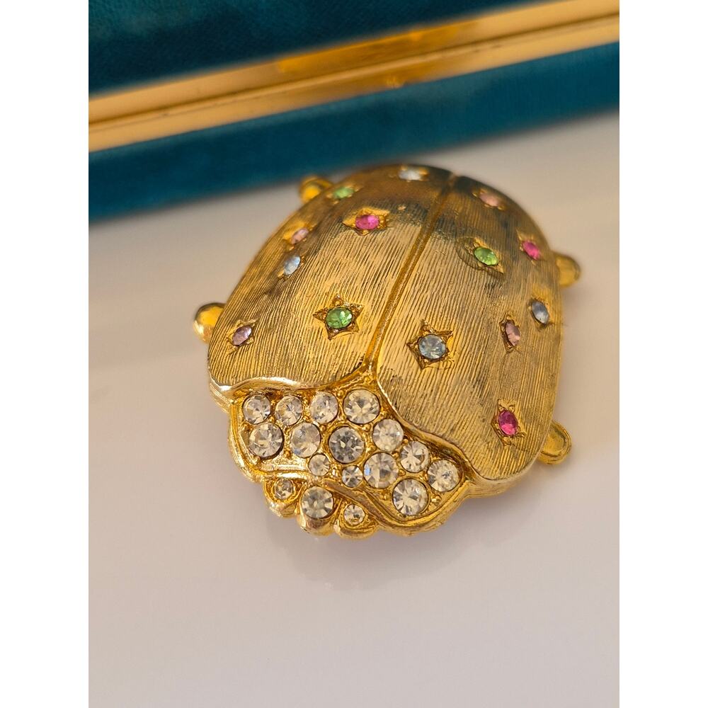 Vintage Two Sister Scarab Rhinestone Brooch